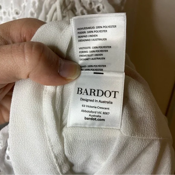 Bardot Nadia Tie Back Mini Eyelet Dress in ivory white size 12 - Picture 14 of 15